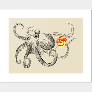 octopus with Lollipop Posters and Art